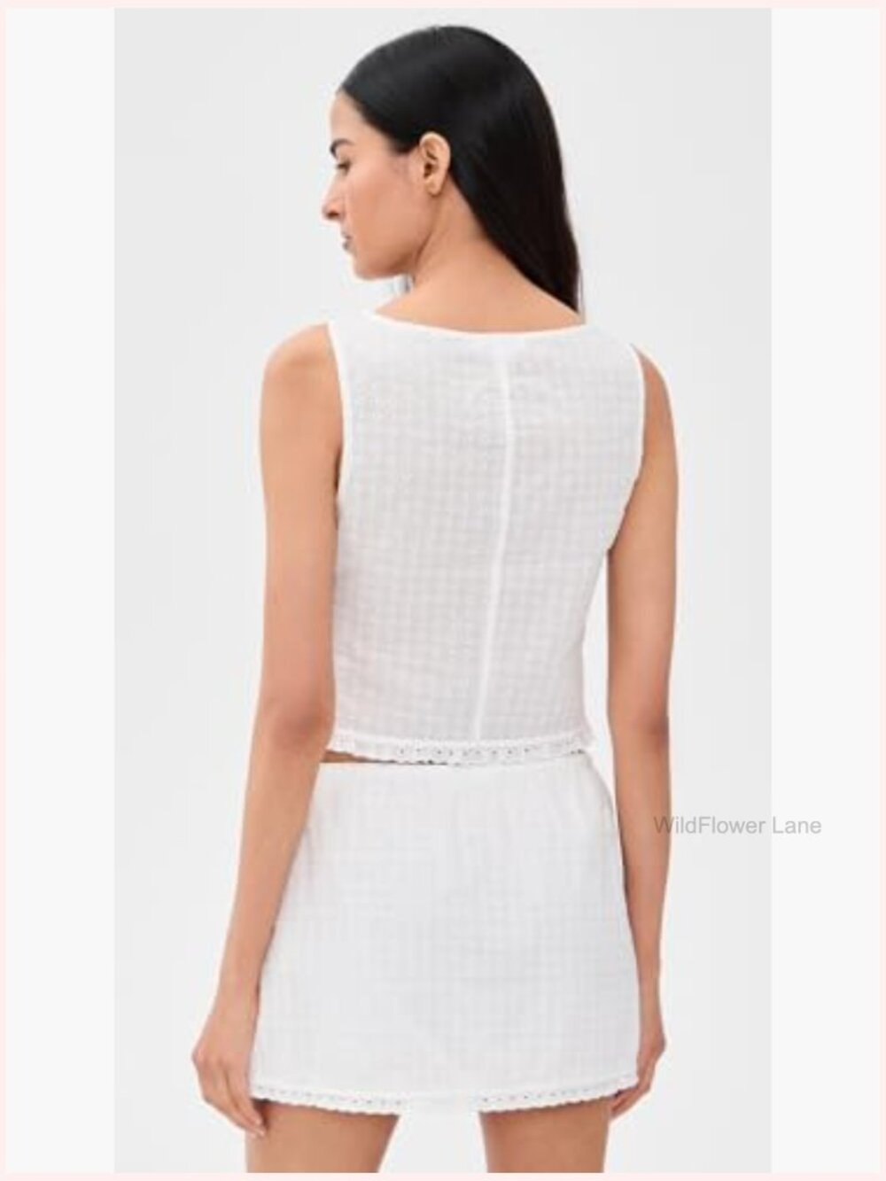 Eyelet Tank Top with Ruffle Trim - Picture 3 of 6